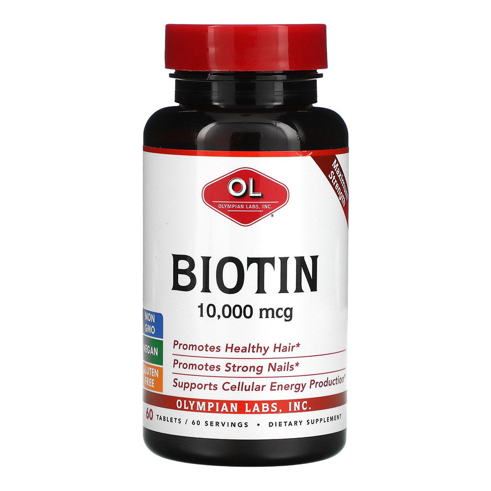 Olympian Labs Max Strength Biotin Supplement, 10,000Mcg Digestive Health, 60 Ea